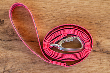 Neonrosa Antiglidkoppel med Twist-Lock karbinhake, 20 mm