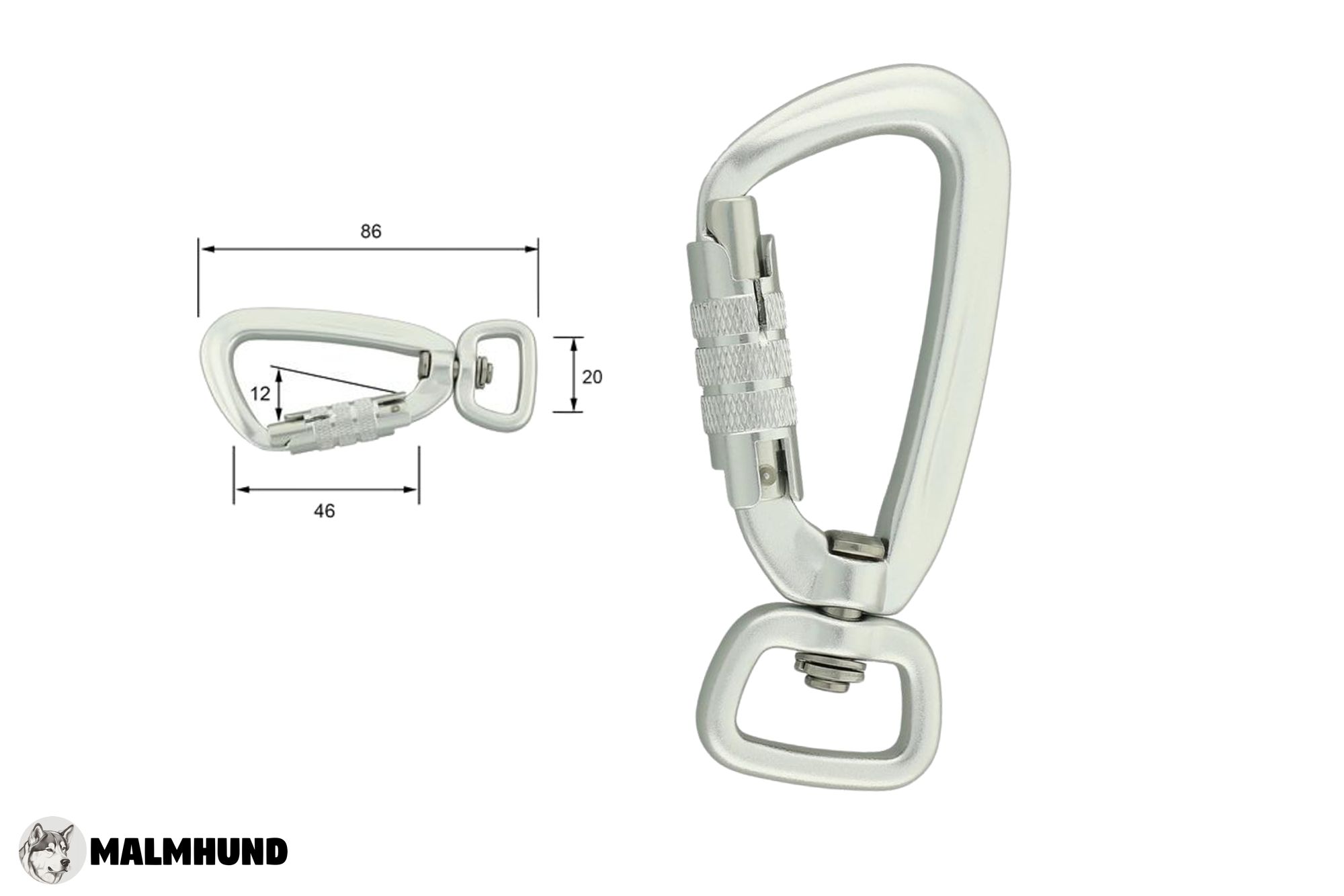 Twistlock-karbinhake, aluminium, 86 mm - Bild 2