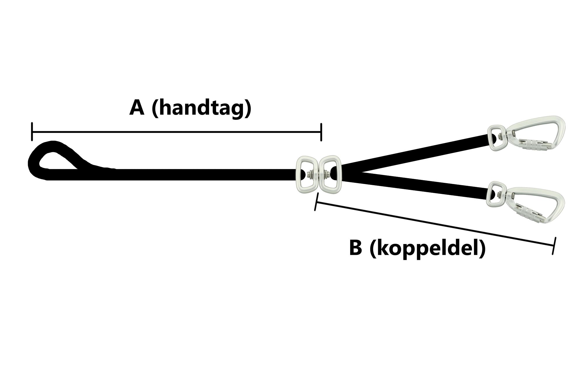 Y-koppel med handtag och Twist-Lock karbinhake, 20 mm, flera material och färger - Bild 6