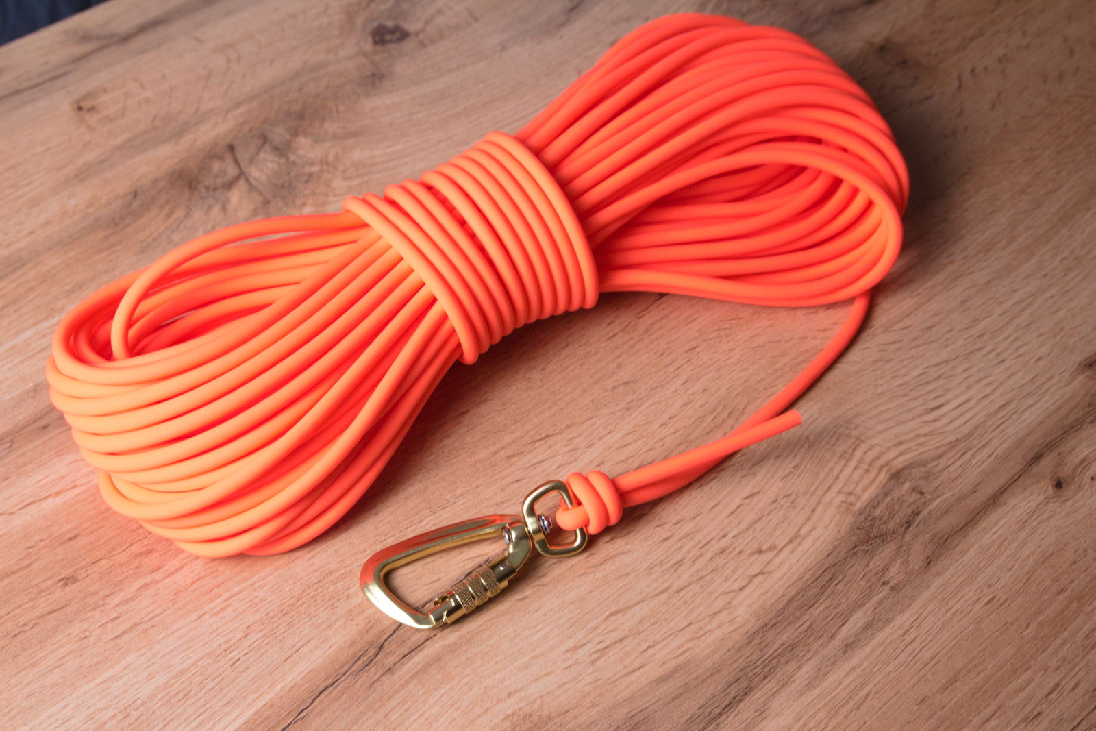 Orange spårlina med Twist-Lock karbinhake, 6 mm - Bild 2