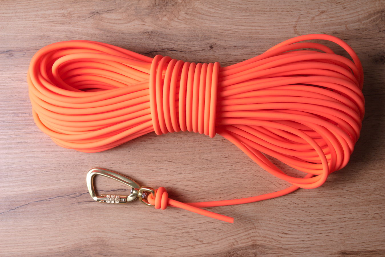 Orange spårlina med Twist-Lock karbinhake, 6 mm